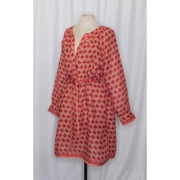 NWT!! J. CREW Cabana Mini Dress Block Print Ramie Coral Multi Cover Up Size 2X - Picture 7 of 16